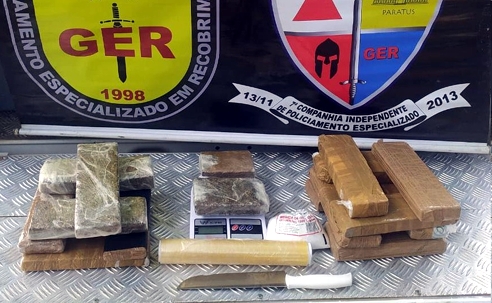 PM apreende 17 barras de maconha com casal no Bairro Padre Eustáquio