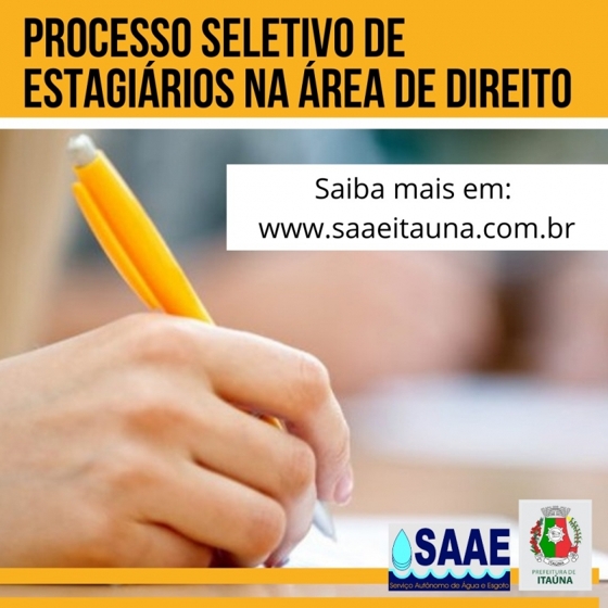 SAAE abre inscrições para processo seletivo de estagiários na área de Direito
