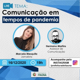 Prefeitura fará nova live sobre “Comunicação em tempos de pandemia” dia 16