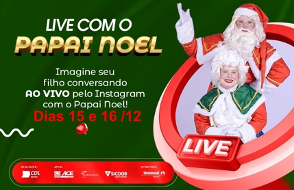 Papai Noel vai interagir com as crianças em live esta semana