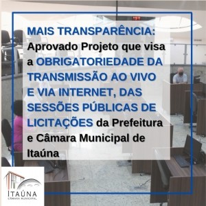 Itaúna: Licitações presenciais deverão ser transmitidas em tempo real