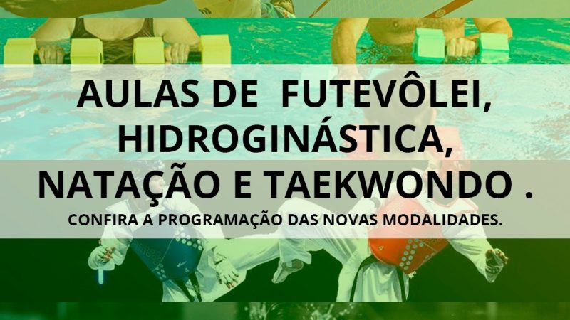 Secretaria de Esportes oferece futevôlei, hidroginástica, natação e Taekwondo gratuitos