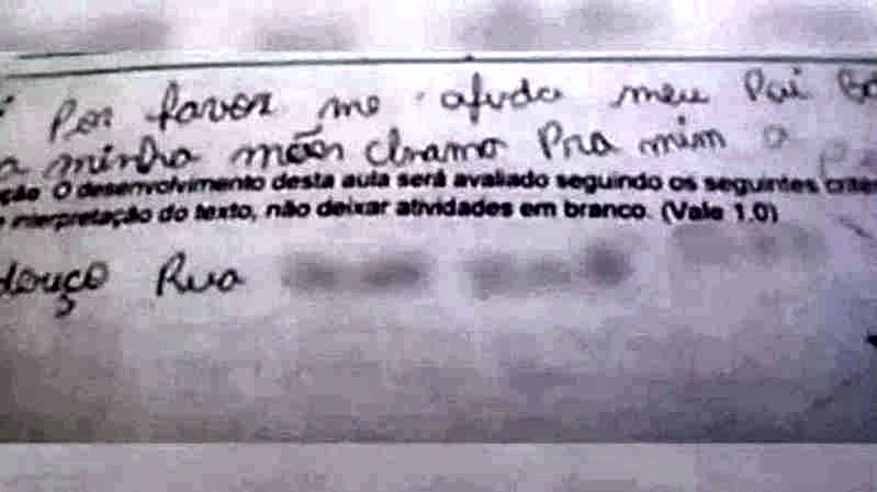 “Por favor, me ajude, meu pai bate na minha mãe” escreve criança em prova