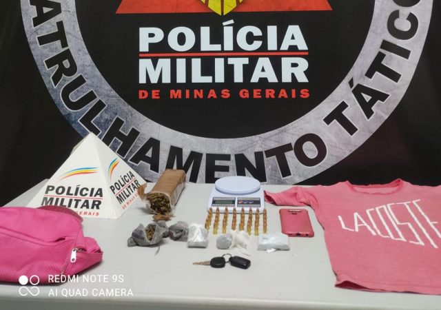 Mulher foi presa no Bairro Parque Jardim Santanense com drogas e munições