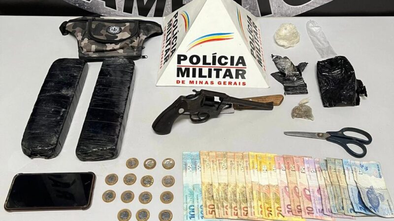 PM em Itaúna apreende arma, drogas e dinheiro depois de denúncia anônima
