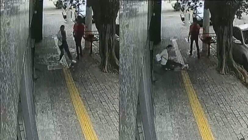 Vídeo: idosa de 86 anos é empurrada na calçada por homem; fratura o fêmur e corta a cabeça