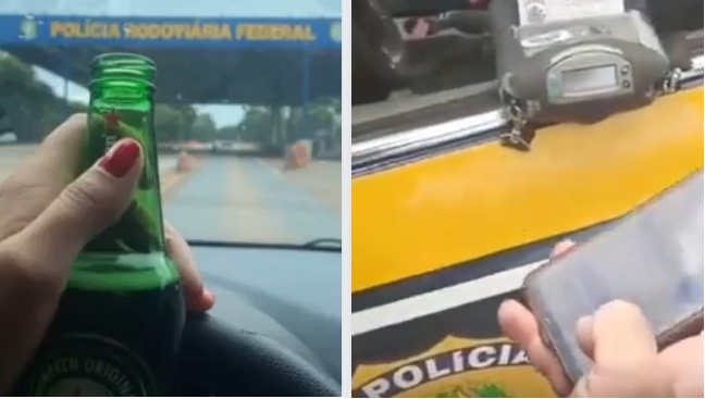 Vídeo: motorista posta foto com cerveja na mão em frente à PRF; é multada e tem CNH suspensa