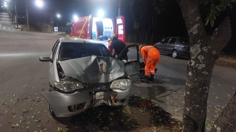 Mulher bate em árvore na Chácara do Quitão na madrugada deste domingo, 8