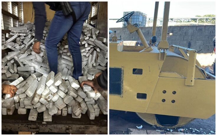 Vídeo: PC e PRF apreendem 1.884 barras de maconha em Itaúna dentro de um rolo compressor