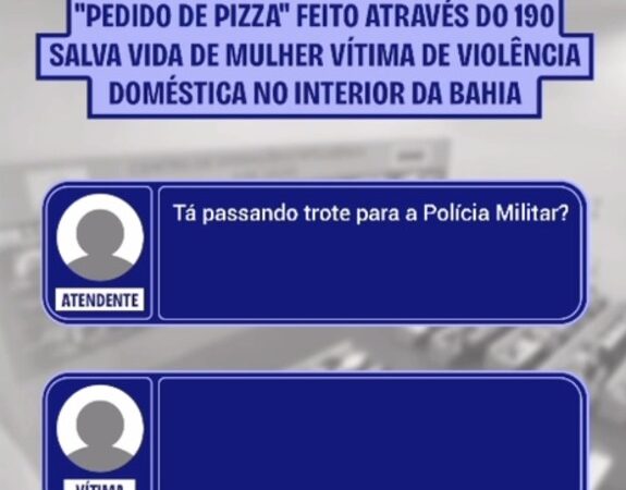 Áudio: mulher finge pedir pizza em ligação com PM para denunciar violência na BA