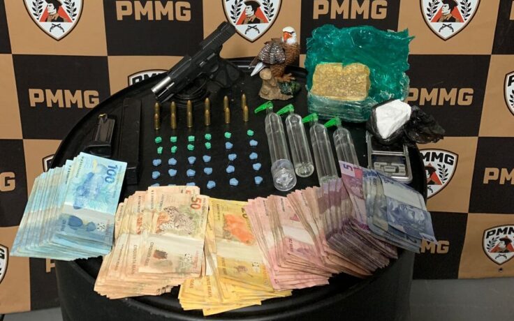 Cocaína, crack, lança perfume, ecstasy, arma e dinheiro apreendidos no Novo Horizonte