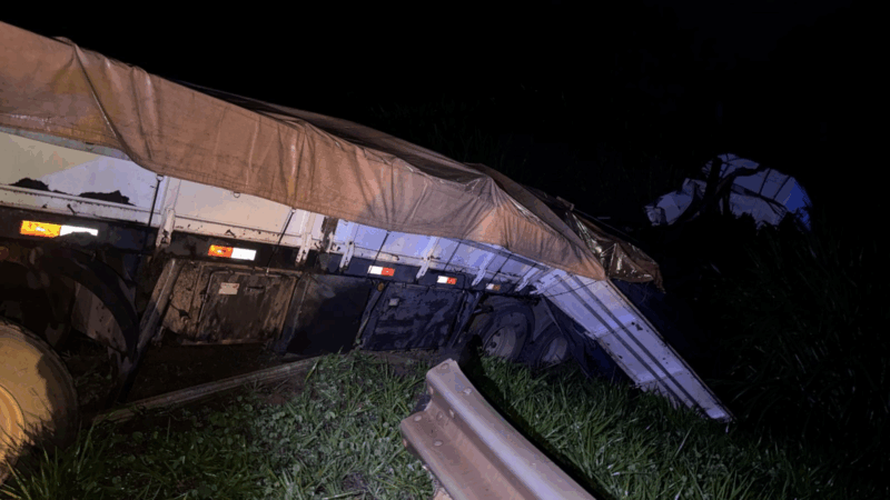 Motorista cai de caminhão antes do veículo cair em ribanceira, na MG 050, em Itaúna
