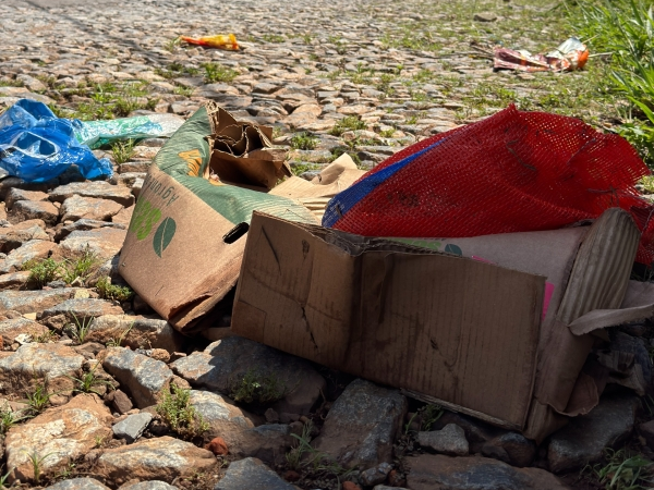 Acúmulo de lixo e bocas de lobo obstruídas na área afetada por enxurrada no Morro do Engenho