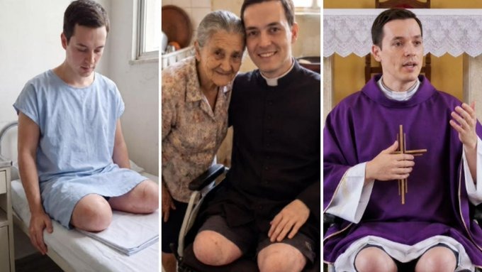 Vídeos: padre criado com IA pede doações nas redes sociais para a compra de próteses das duas pernas amputadas